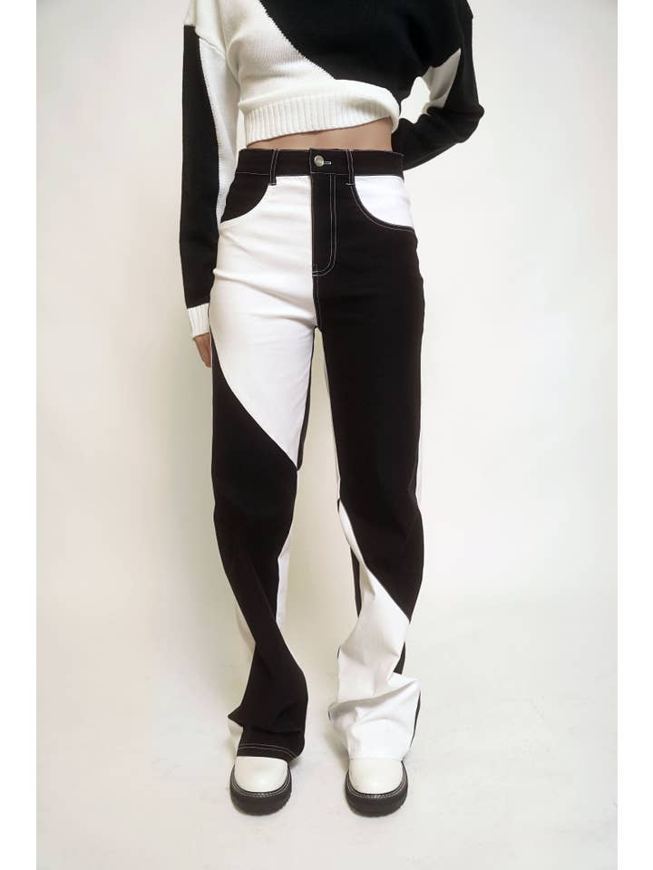 Sweet Rain - Wholesale Pants - Women's - Colorblock Straight Leg Pants1