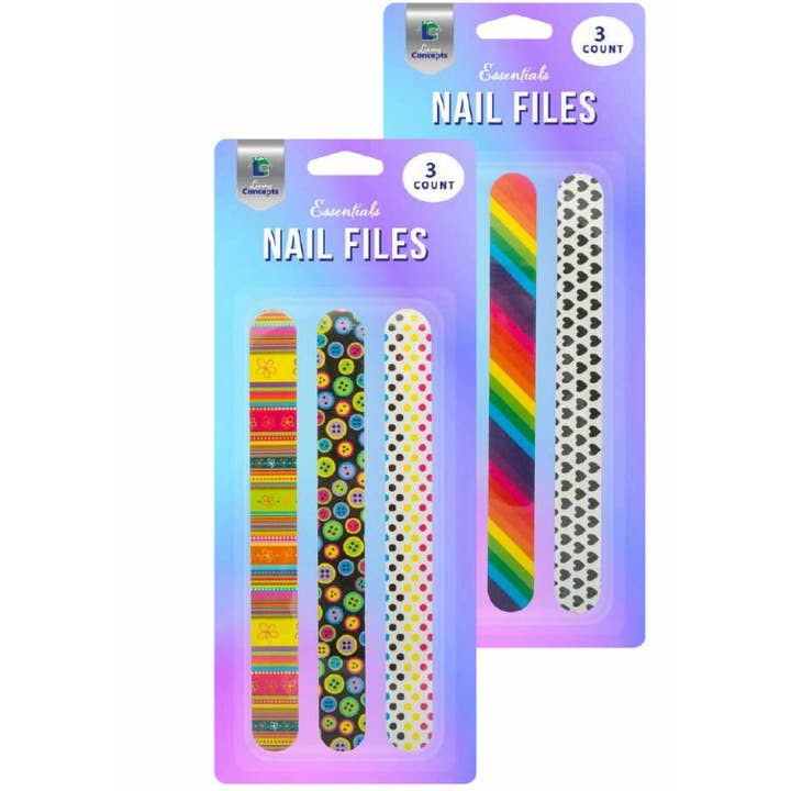 Living Concepts - Wholesale Nail File - Nail File 3pk Printed