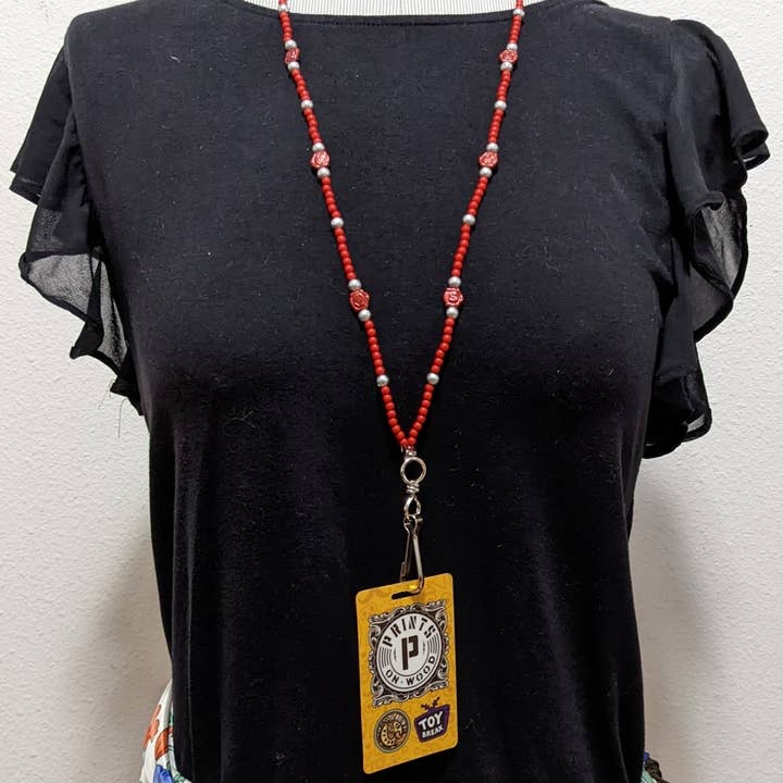 Fiona Accessories - Wholesale Lanyard - Women's - Beaded Badge Holder Lanyard for Keys ID Badge (RWB)