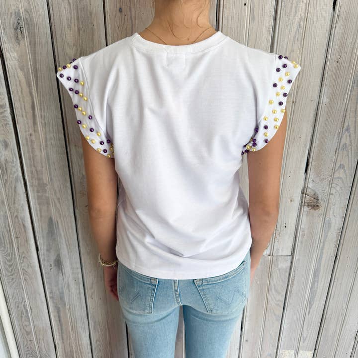 Nola Mercantile - Wholesale Screen Printed T-Shirt - Women's - Tigers Pearl Flutter Sleeve1