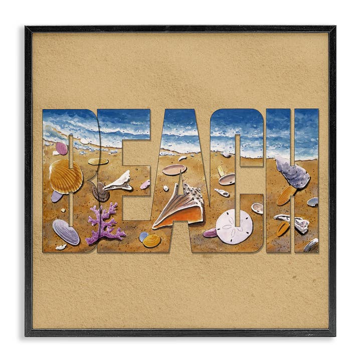 Strandbuchstaben Umriss Gerahmte Kunst für den Großhandel von Stupell Industries