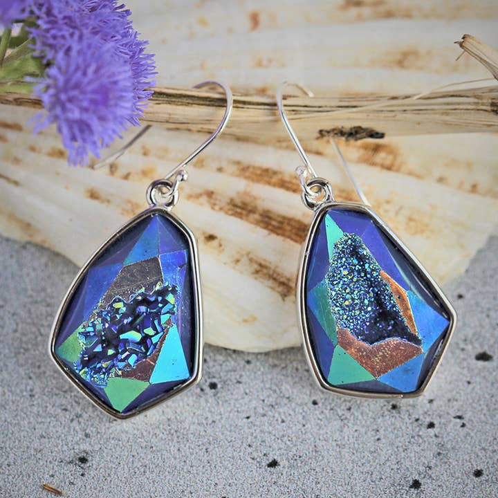 Pendiente Druzy Azul para venta al por mayor de IST Jewelry