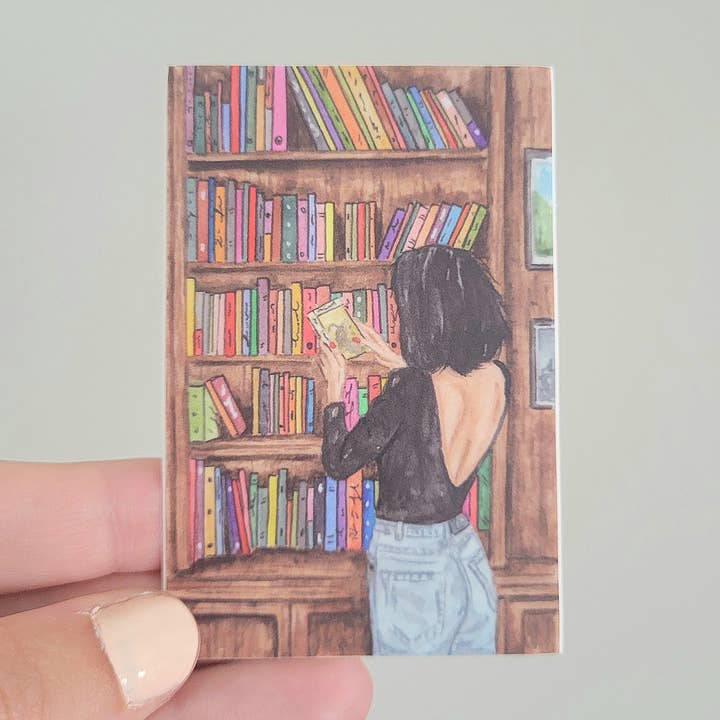 Watercolor Bookcase Sticker for wholesale by Art Ville Creations