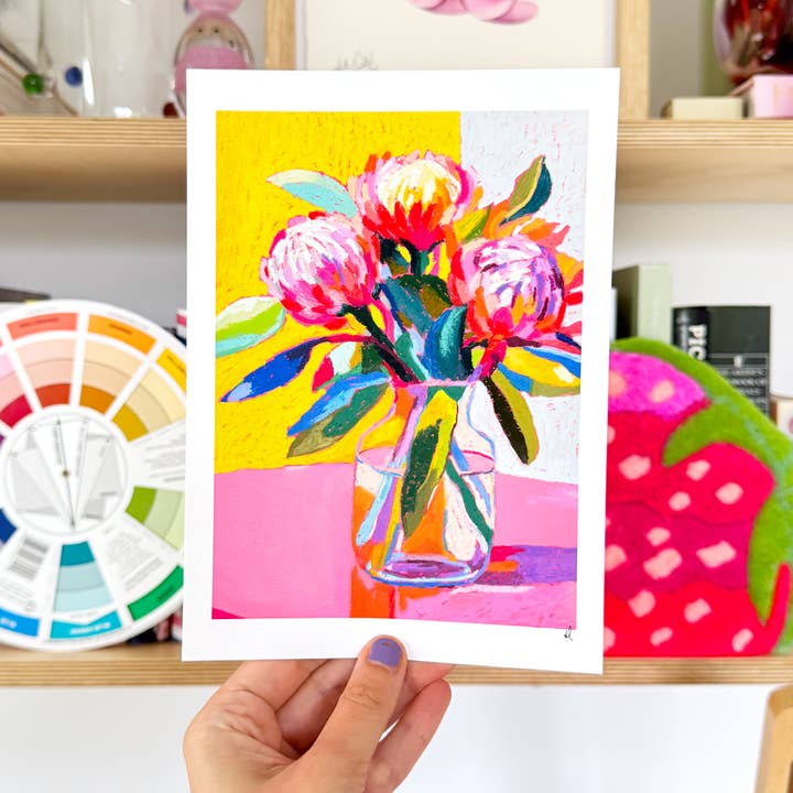 Julia Ockert - Wholesale Art Print - Playful Protea Flowers Art Print