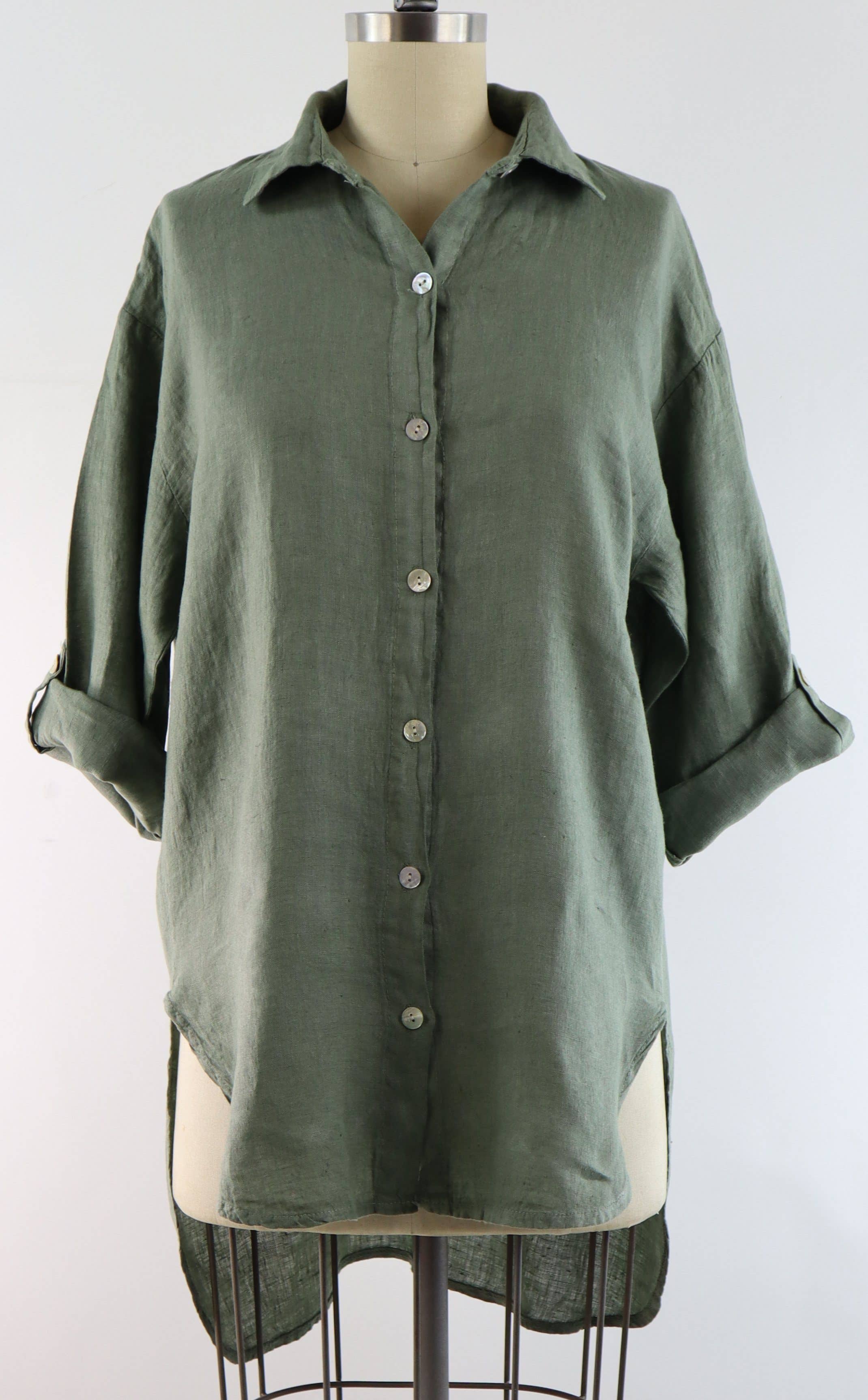 LINEN AND GAUZE - Vente Tunique – femme - 3348 - Blouse ample en lin Hi Low 9 couleurs2