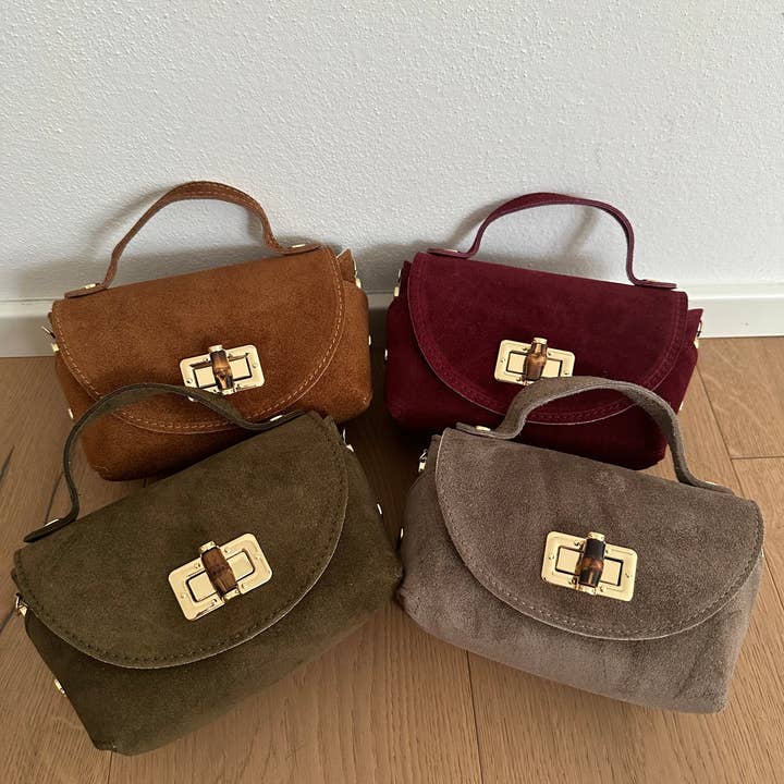 Zhade - Wholesale Crossbody Bag - Women's - SIERRA suede mini bag in genuine leather with chain strap1