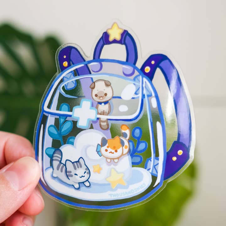 Vinyl Sticker (Transparent) First Meow Kit - Kittens Bag for wholesale by Thousand Skies