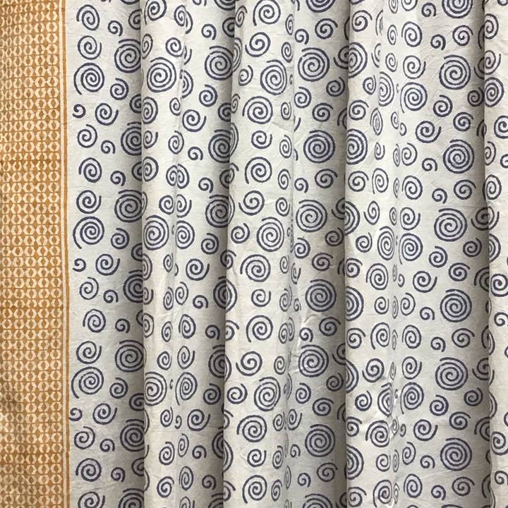 Cortina de ducha de algodón estampada en bloque Remolino para venta al por mayor de natural habitat