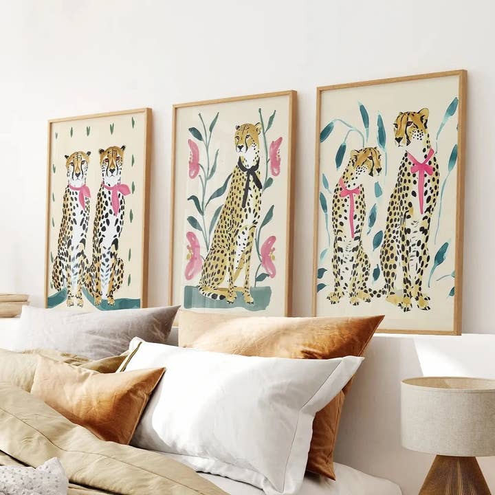 Art Lane - Wholesale Art Print - Funny Leopard Poster. Modern Wall Art Print. Beige & Pink