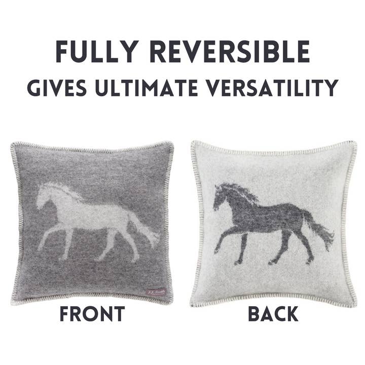 JJ Textile - Wholesale Throw Pillow Cover - Horse Soft Grey Pure Wool Cushion Covers2