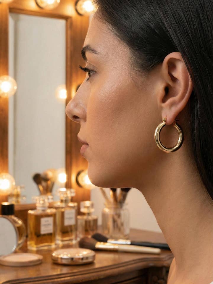 Argolas volumosas e robustas • 21 mm, leves, banhadas a ouro de 14k por atacado de noca Jewelry