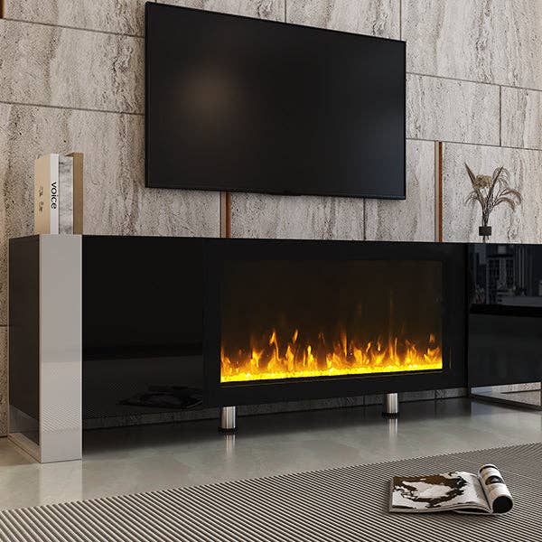 39F Inc. - Wholesale Console Table - 68.1"W Modern TV Stand w/34.2" Fireplace (Up to 78" TVs)23