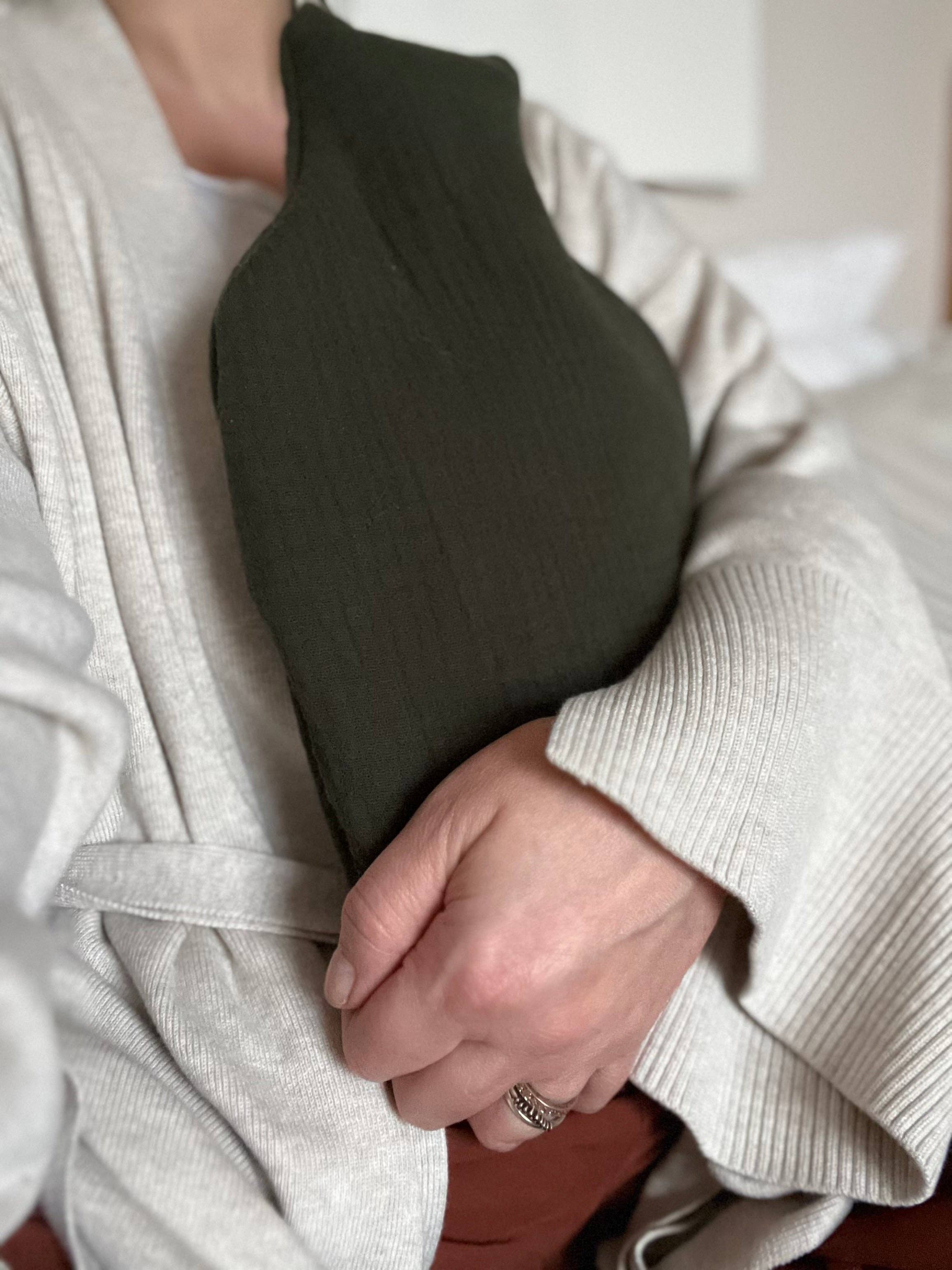 Orla & Fern – wholesale Hot/cold compress – Quilted Hot water bottle - Green double gauze - lined1