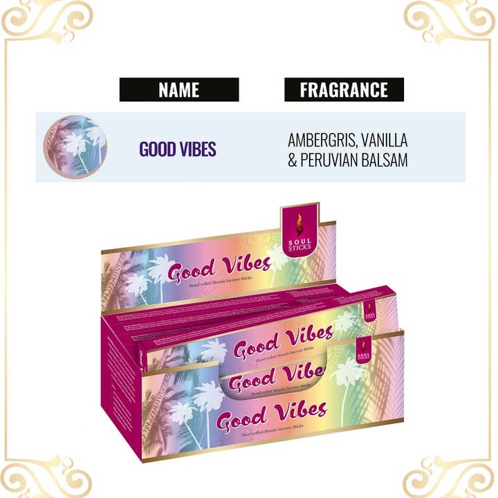 Designs by Deekay Inc. - Wholesale Incense - Soul Sticks - Good Vibes Masala Incense Sticks (12)