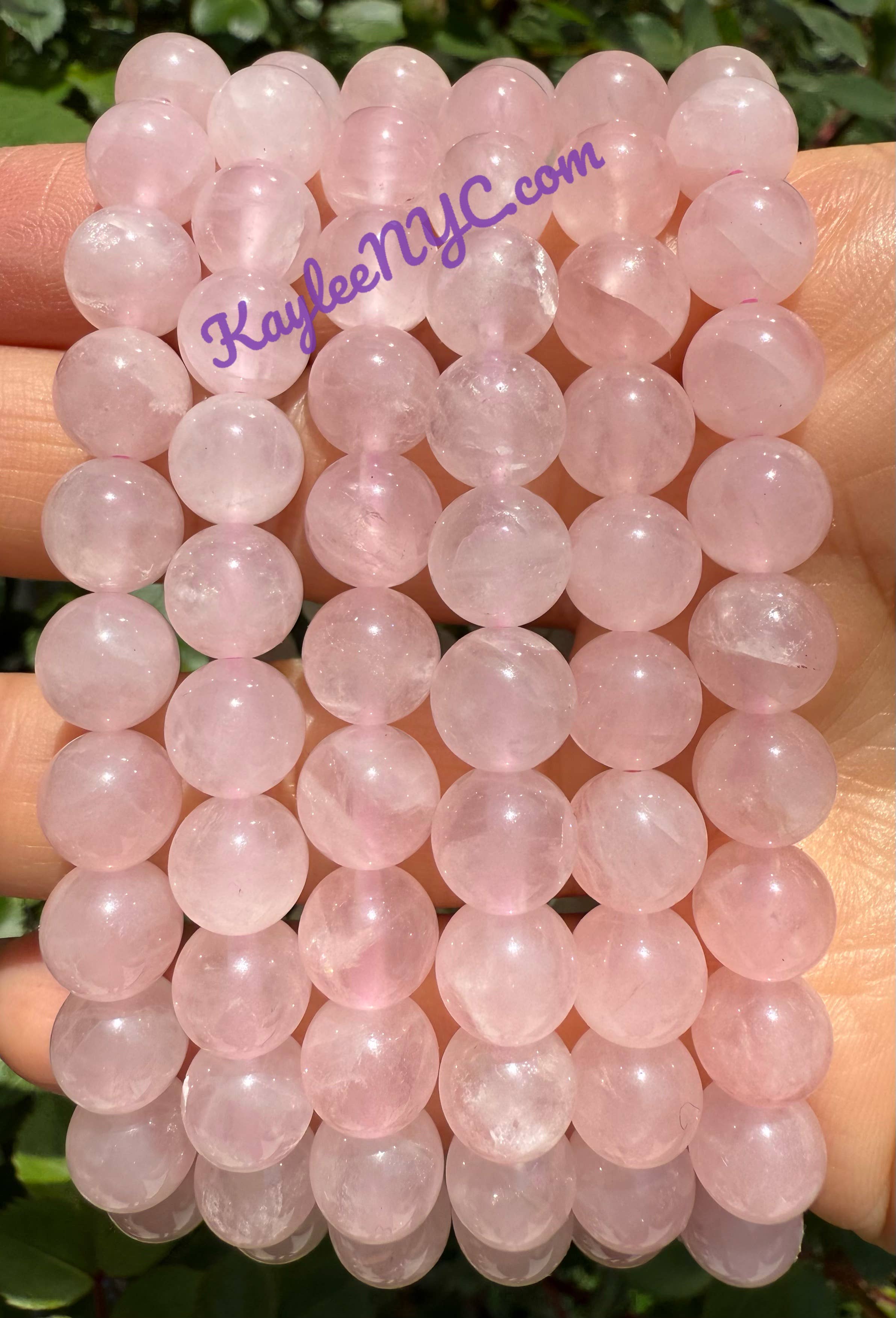 KayleeNYC - Wholesale Beaded Bracelet - Natural Rose Quartz 8mm 7.5” Crystals Healing Energy 1