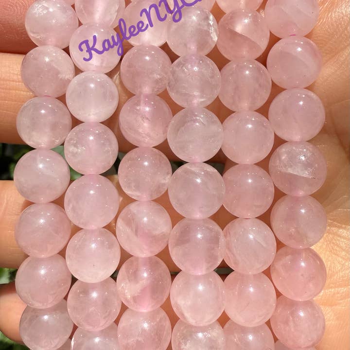 KayleeNYC - Wholesale Beaded Bracelet - Natural Rose Quartz 8mm 7.5” Crystals Healing Energy 1