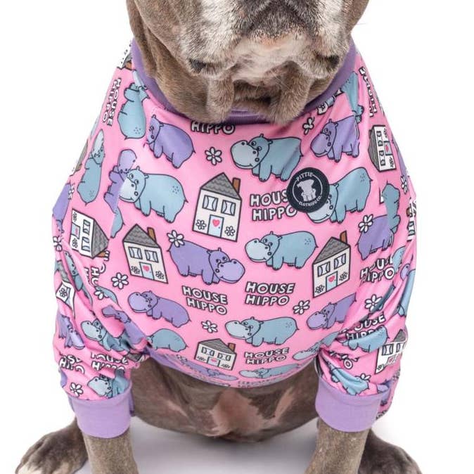 Pink 'Pitty-potamus' Pit bull Pajamas for wholesale by Pittie Clothing Co.