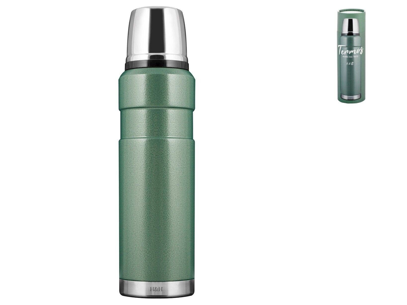 H&H - Wholesale Flask - 18/10 Stainless Steel Thermos Green 0.8 Lt0