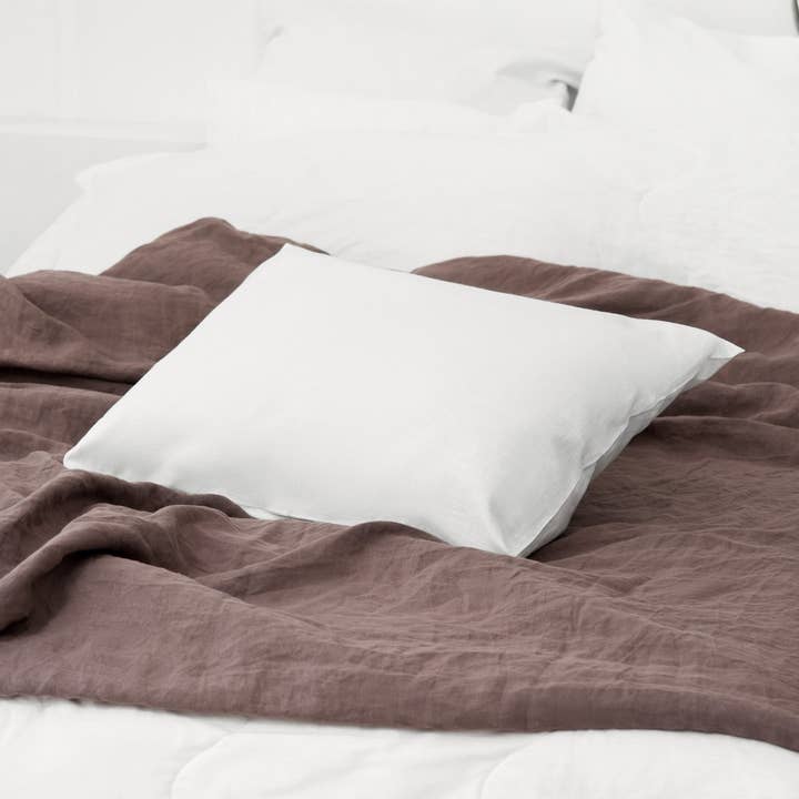 LinenQ - Wholesale Sheet set - White linen bedding:Fitted sheet,Flat sheet,Pillowcase,SET5