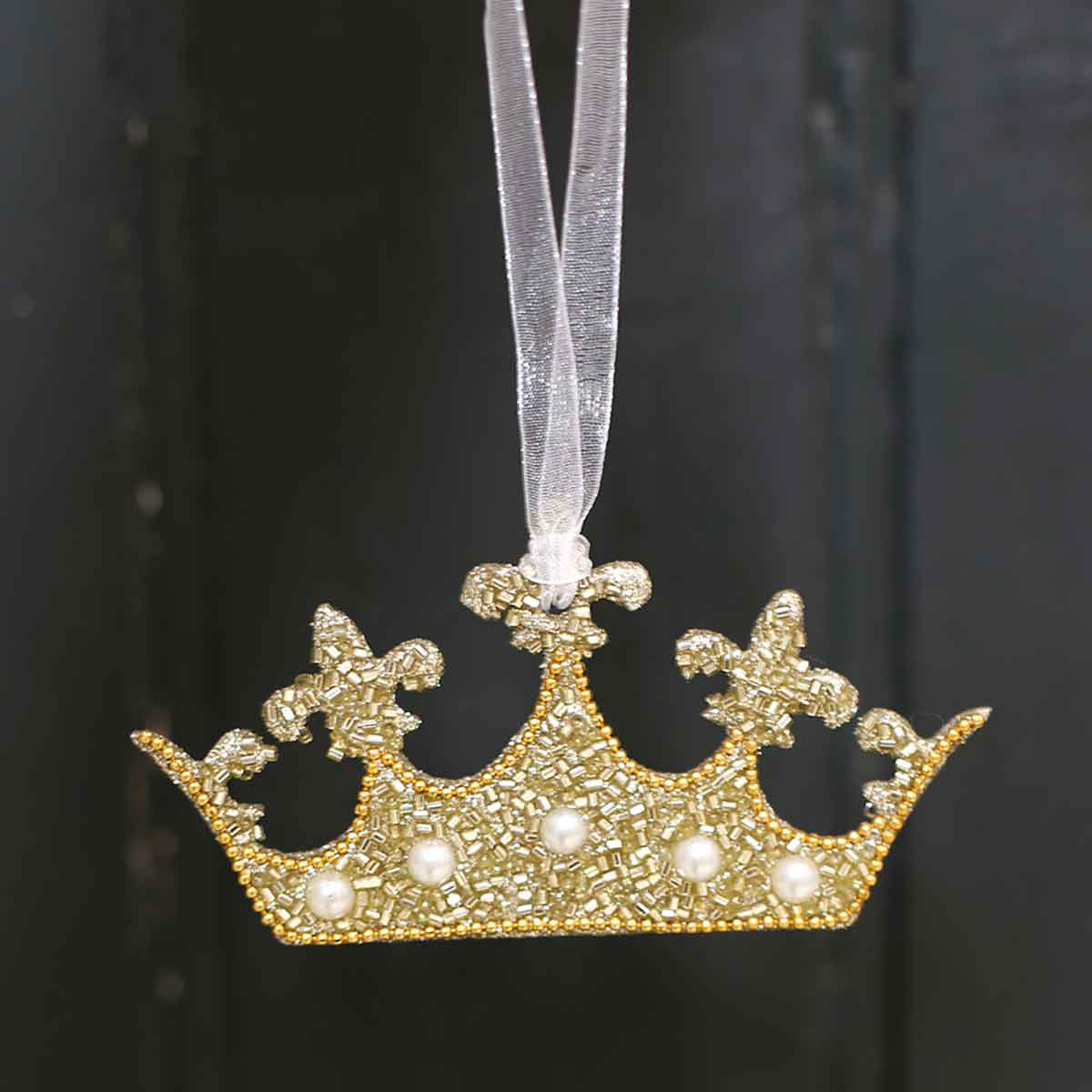 The Royal Standard - Wholesale Ornament - Letizia Crown Ornament   Gold/Pearl   4x21