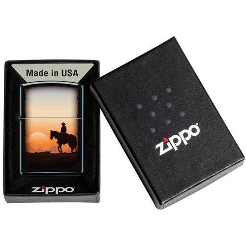 Scorpio Posters - Wholesale Lighter - Cowboy Sunset Black Matte Zippo Lighter1