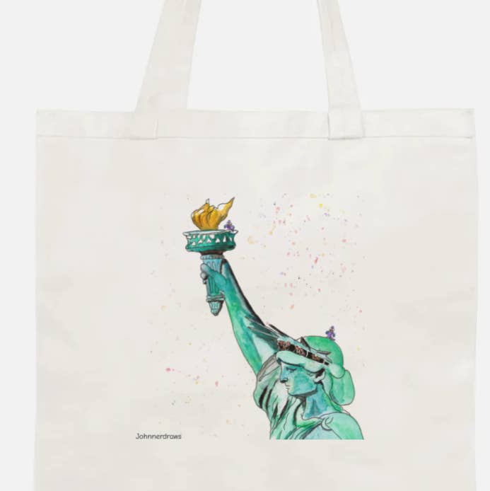 Johnnerdraws - Wholesale Tote Bag - Unisex - LADY LIBERTY-NYC-TOTEBAG 100% COTTON CANVAS-HANDMADE 0