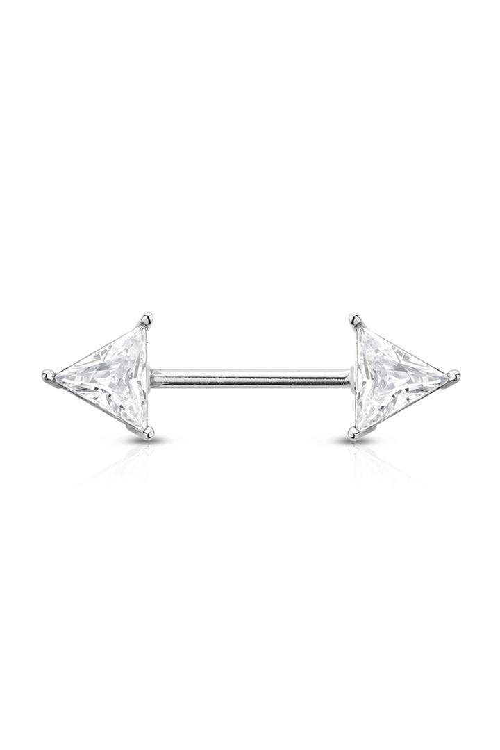 CRAVE - Wholesale Nipple Ring - TRIANGLE PRONG SET 316L SURGICAL STEEL NIPPLE BAR4