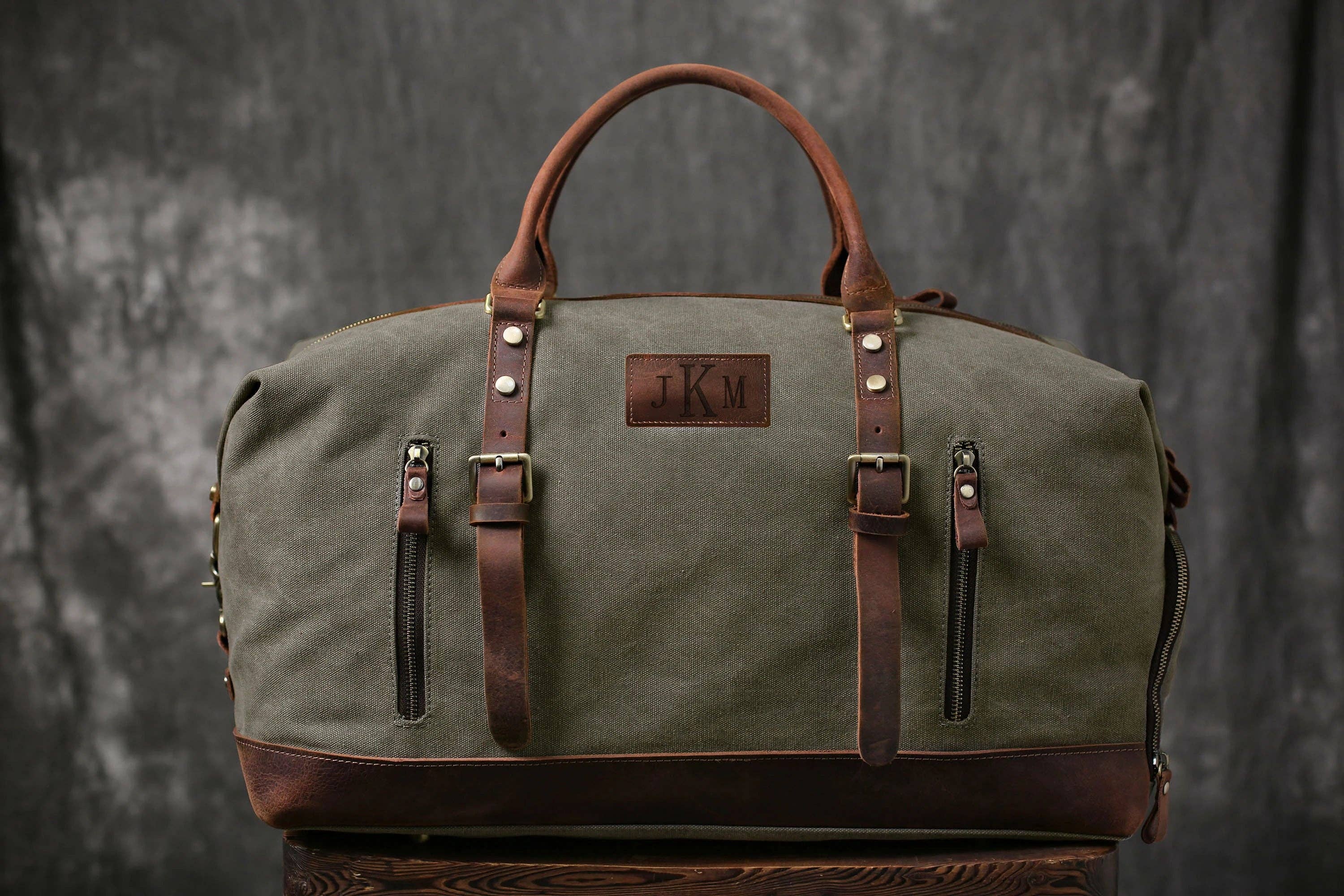 RockCow Leather Studio - Wholesale Weekender Bag - Unisex - Personalized Canvas Duffel Bag, Waterproof Canvas Leather Weekend bag with Shoes Compartment for Men Women1