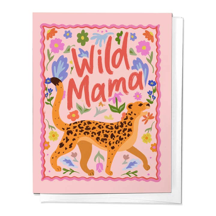 Wild Mama Cheetah Floral Cute Mors Dag lykønskningskort for engroshandel hos Parcel Island