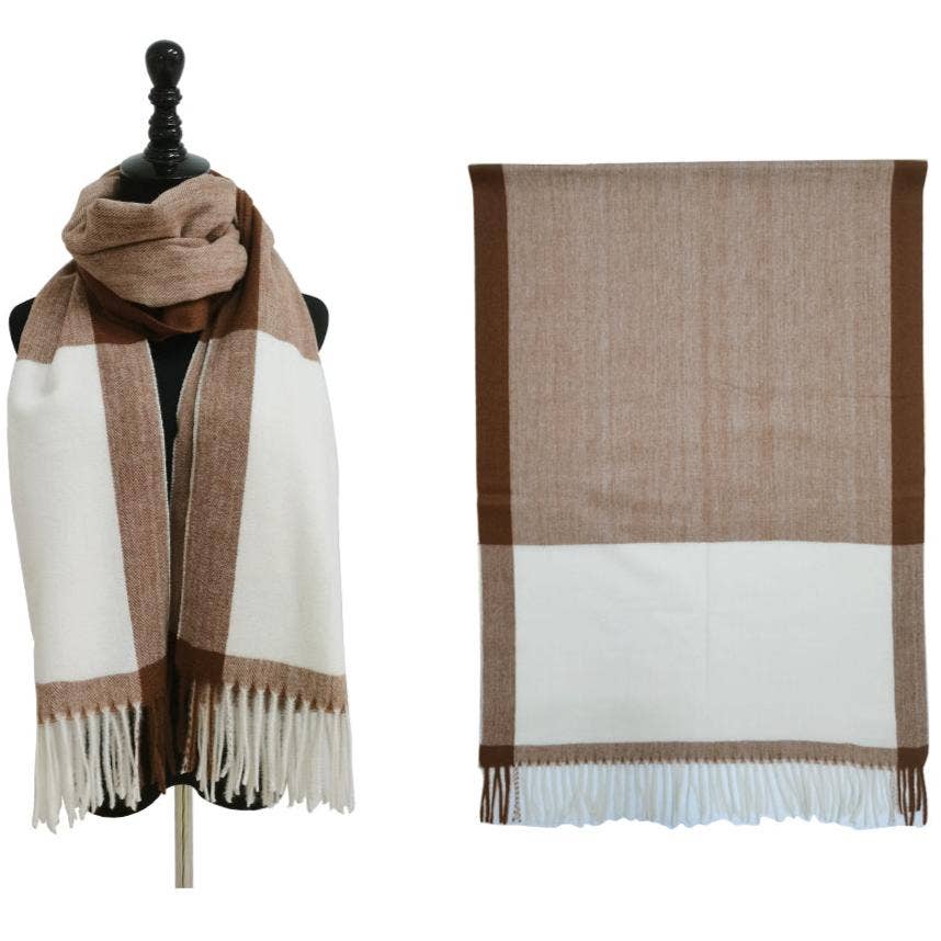 TAPA fashion – wholesale Scarf – Women's – Two Tone Cashmere Feel Block Pattern Scarves SCF6560 (12PC)14
