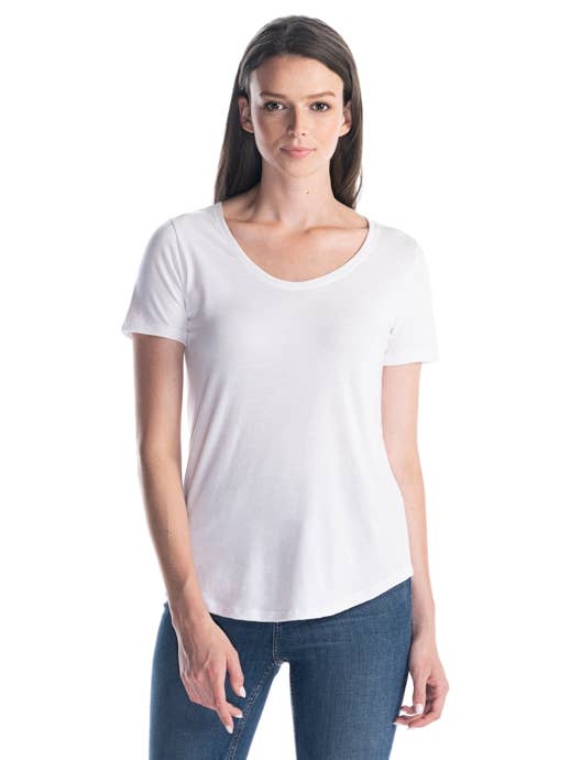 JERICO - Wholesale T-Shirt - Women's - Ladies Bamboo Relaxed Fit Scoop Bottom T-Shirt