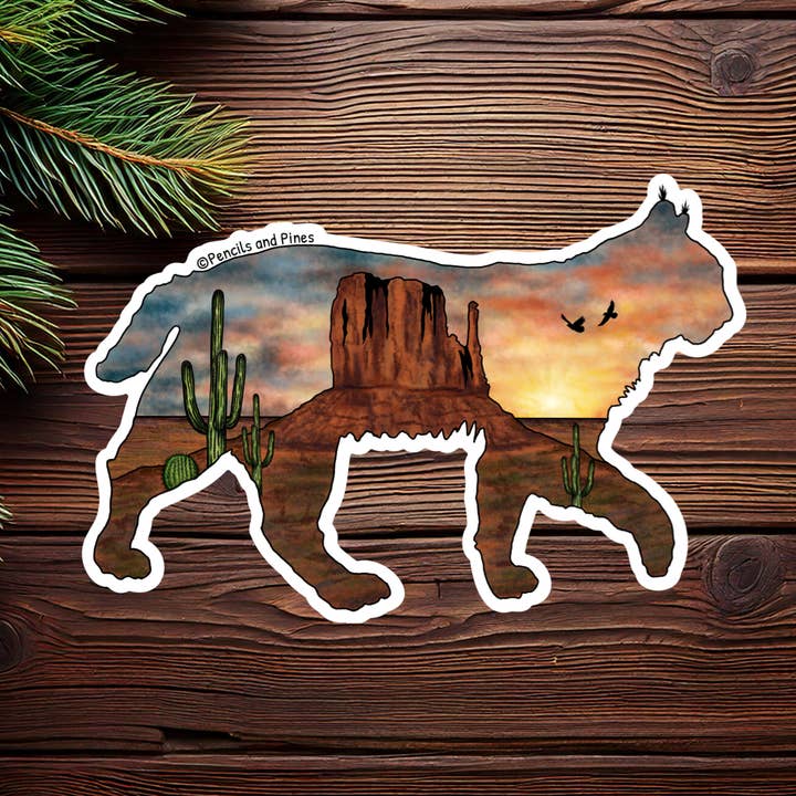 Pencils and Pines - Wholesale Sticker - Desert Bobcat Waterproof Sticker0