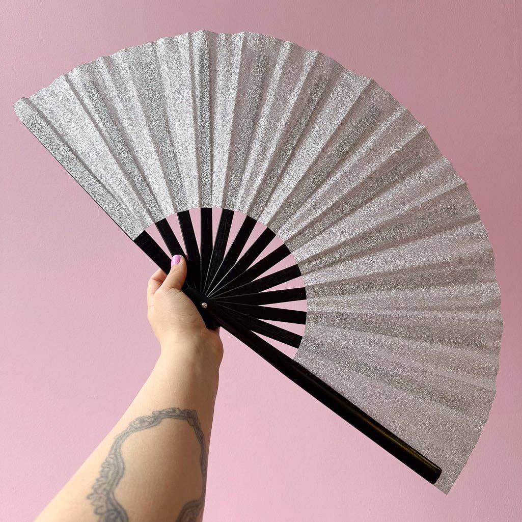 Esoteric London – wholesale Handheld folding fan – Glitter Giant Hand Fan6