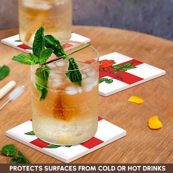 3dRose - Wholesale Coasters - 3dRose, Patriotic St George Cross and English Tudor rose, Coaster2