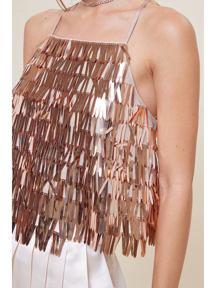 idem ditto - Vente Caraco – femme - CAMISOLE À SEQUINS TEXTURÉS ÉTINCELANTS AVEC DOS CROISÉ4