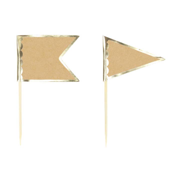 KRAFT AND GOLD FLAG COCKTAIL PICKS X 10PCS for wholesale by Tim&Puce Factory