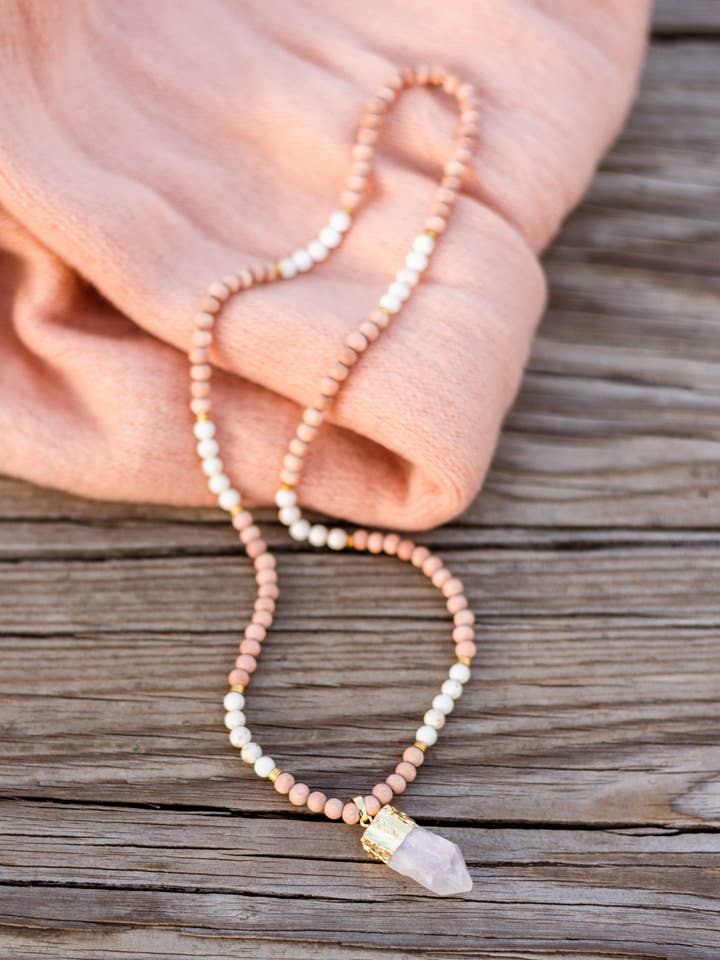 Clear Quartz Diffuser Necklace for wholesale by Lunabella Bracelets