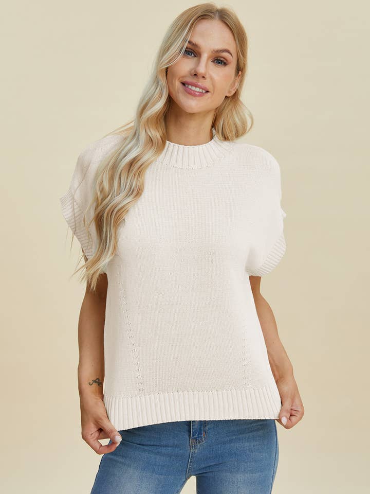 ClassiQ - Wholesale Knit Sweater - Women's - Double Take Full Size Mock Neck Short Sleeve Sweater28