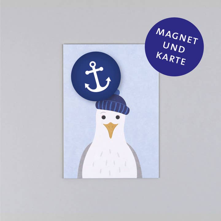 Set Magnet with Postcard Ole + Anchor for wholesale by Kunst an Papier