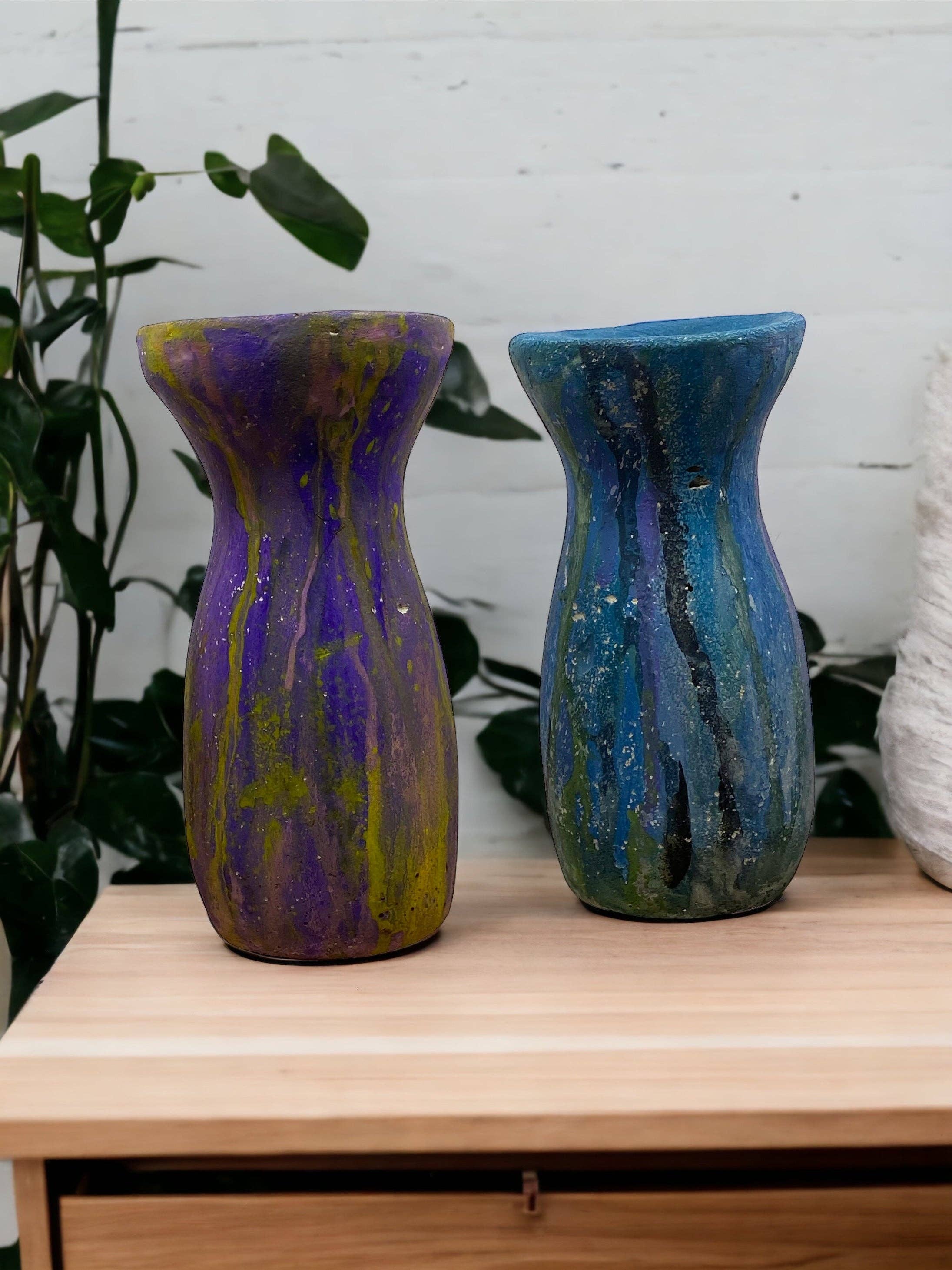 Sunsum Intentional Living - Wholesale Vase - Cement Vase, Watercolor Fluid Art, Silhouette, Lightweight C14