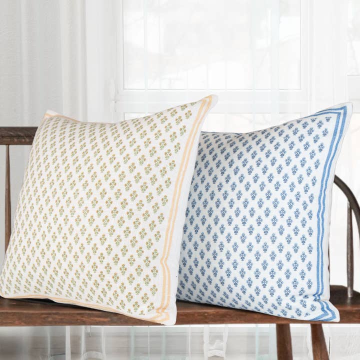 Tajik Home LLC - Wholesale Throw Pillow Cover - Celeste Mughal Flower Pillow Cover in Blue – Decorative