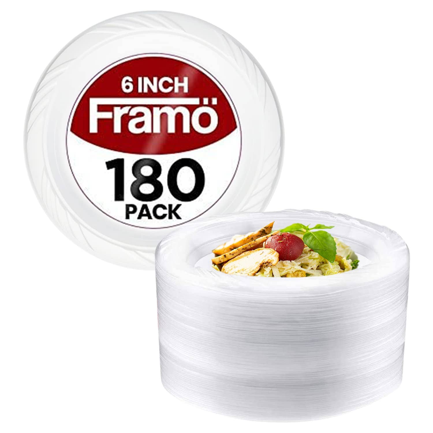 Framo - Vente Assiette jetable - Assiettes en plastique transparent jetables de 6 pouces en vrac par Framo0