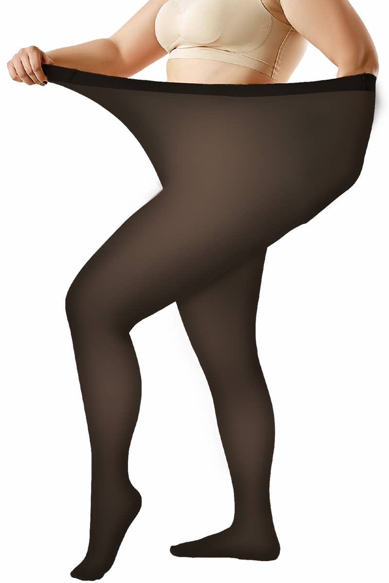 Plus Size Black Opaque Transparent Faux Tights/W16938G for wholesale on Faire