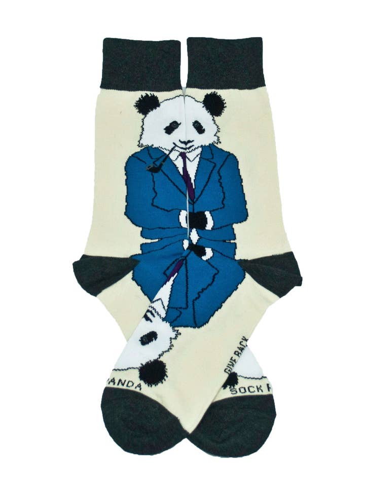Sock Panda - Wholesale Socks - Unisex - Dignified Reflective Panda Wearing a Suit Socks (Adult Large)
