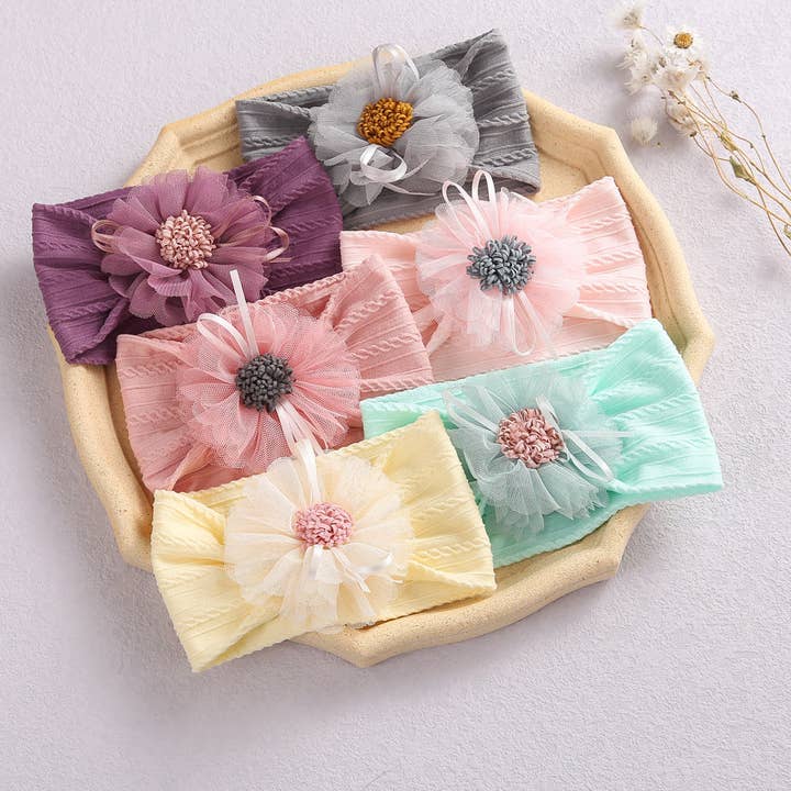 Baby Lace Floral Elastic Cotton Headband for wholesale by MyKids-USA®