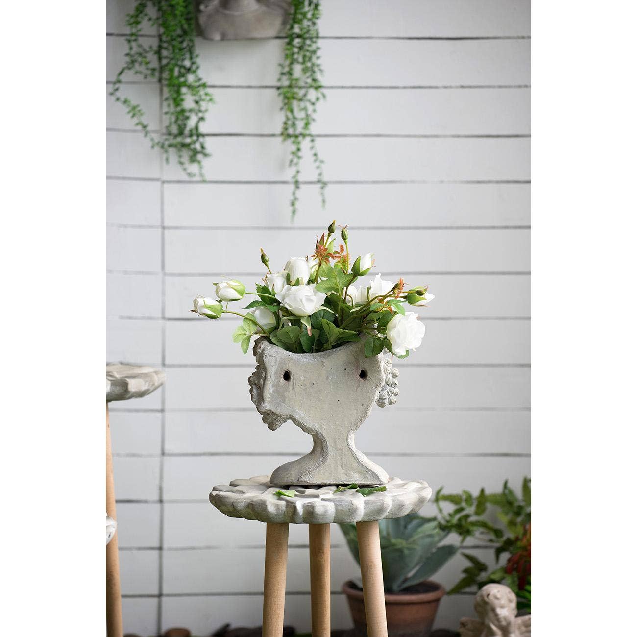 A&B Home Group Inc. - Wholesale Plant Pot - 8x4x9" Gray Cement Bust Wall Planter1