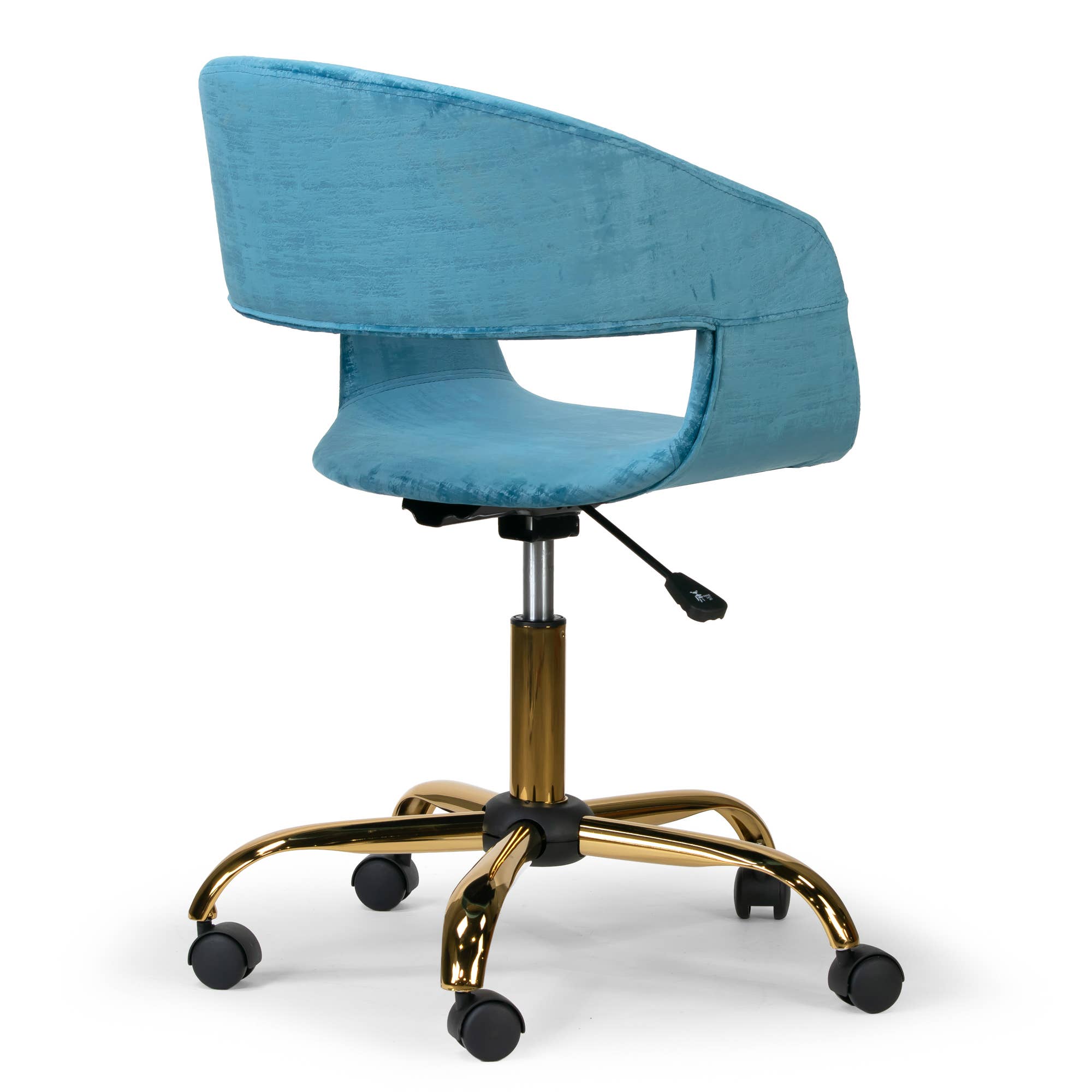 Glamour Home - Wholesale Chair - Amani Blue Velvet Office Chair with Golden Metal Base3