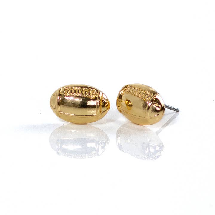 Football Stud Earrings Gold .5" for wholesale by The Royal Standard