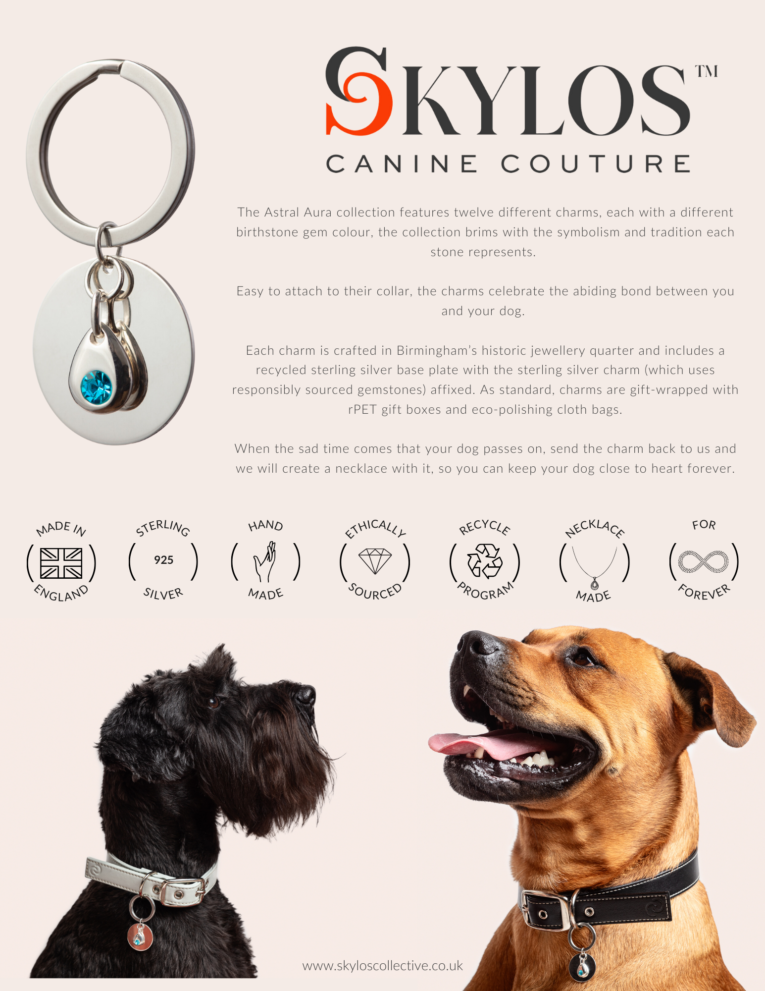 Skylos Collective - Wholesale Pet Collar Charm - Cat/Dog - Sterling silver birthstone collar charm15