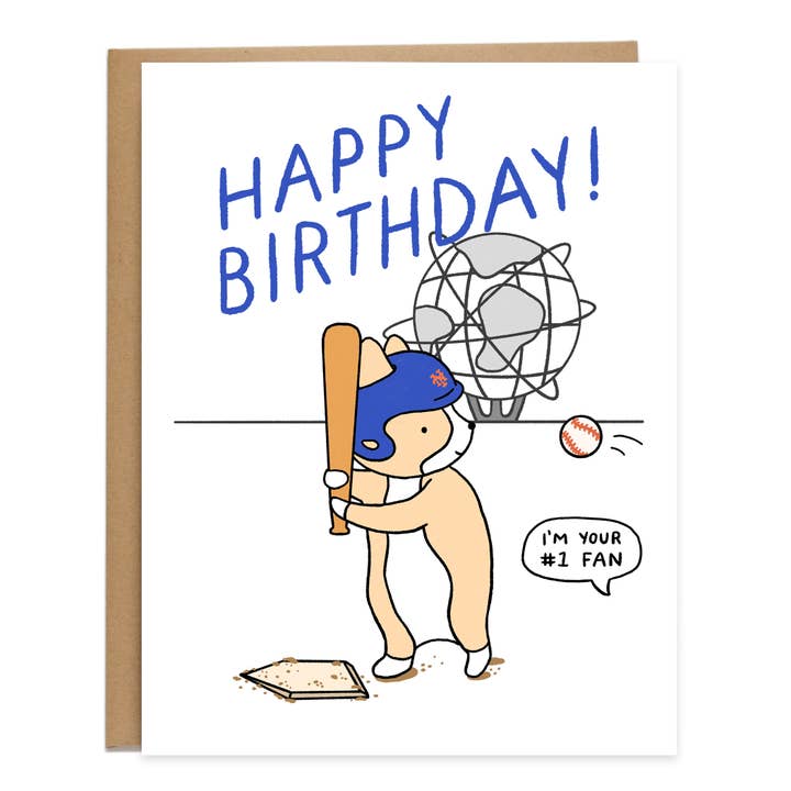 Tiffbits - Wholesale Birthday Card - NY Mets Fan Birthday Card, Unisphere NYC, Baseball